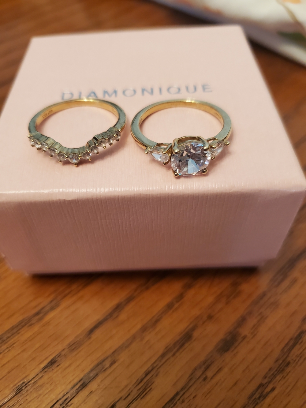Diamonique 14kt Gold over Sterling Silver Wedding Set